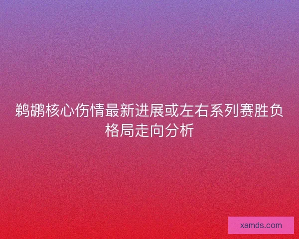 鹈鹕核心伤情最新进展或左右系列赛胜负格局走向分析